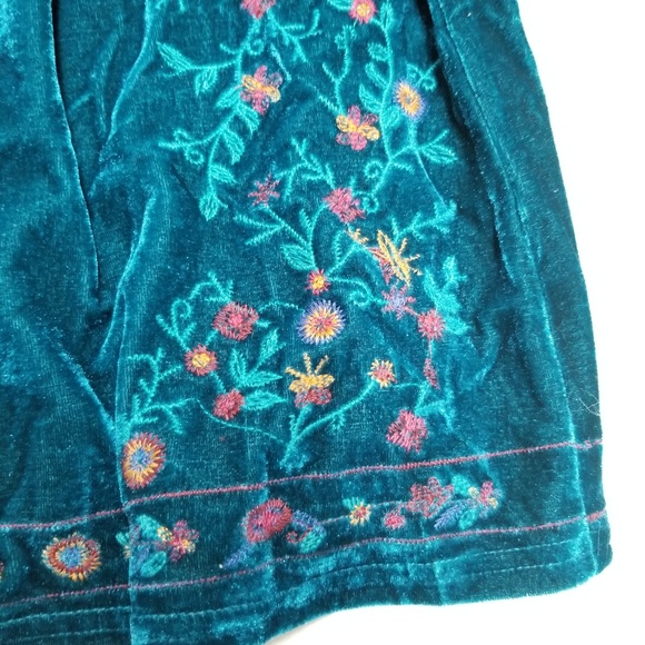 Umgee Boho Embroidered Velour Tank Dress - Picture 6 of 8